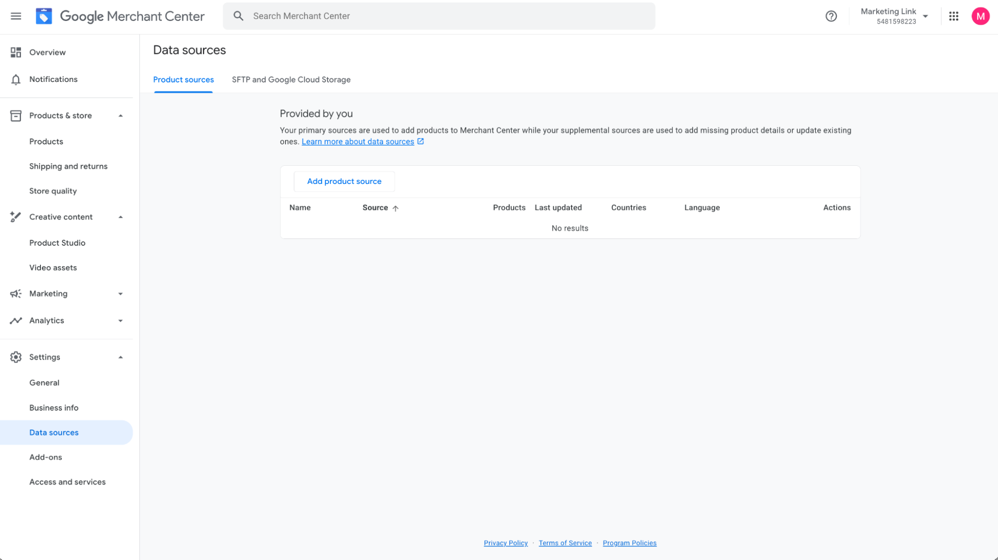 Configurarea Google Merchant Center pasul 11