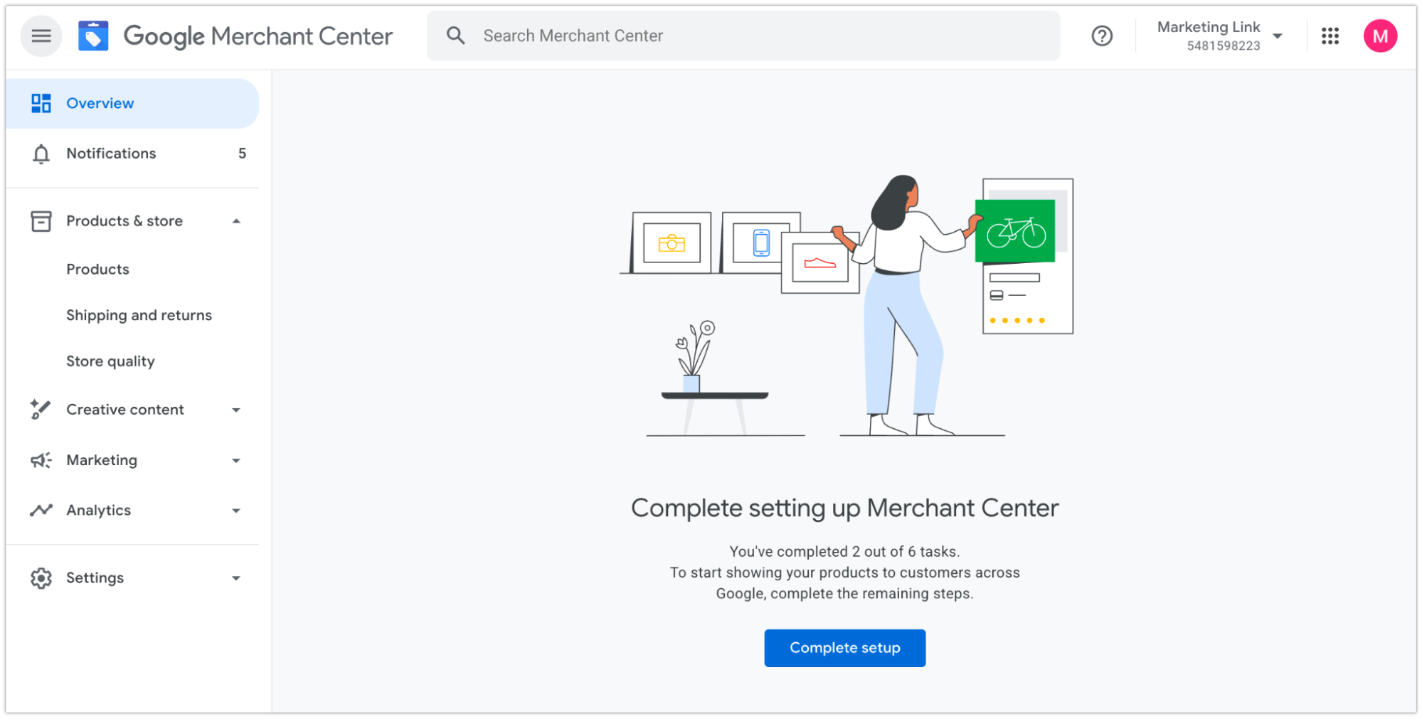 Contul din Google Merchant Center